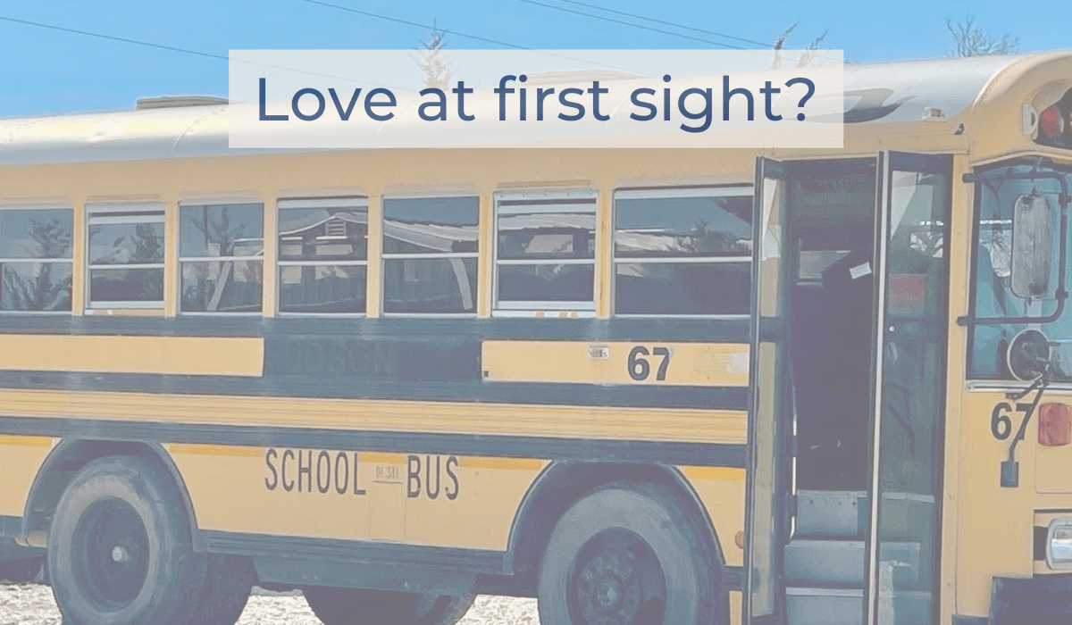 Mid-size school bus side view