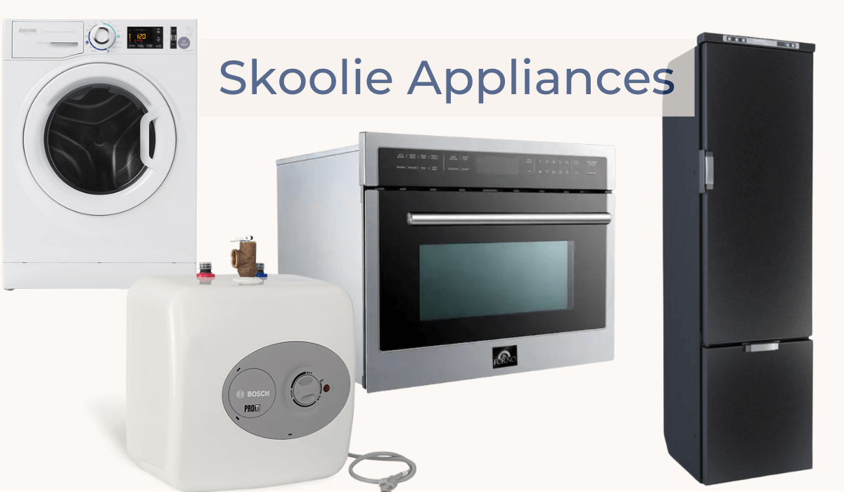 appliances used in Skoolie Lane
